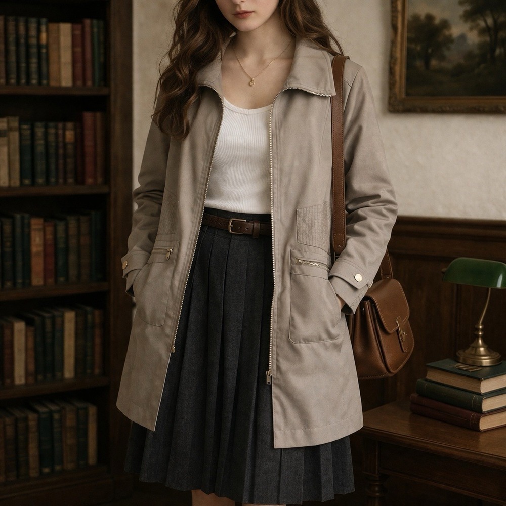 VTG Harve Bernard Women S  Tan Trench Coat Rain Jacket Academia Classic Y2K City